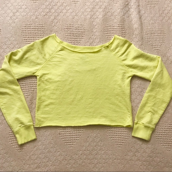 RagWear USA Chartreuse Cropped Boatneck Top Small - Picture 2 of 4